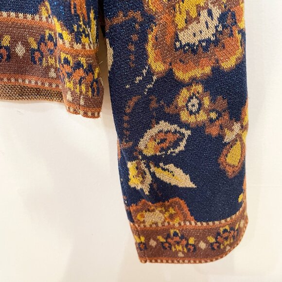 EUC Sezane Emna Glitter Floral Sweater Blue Brown Medium - Picture 6 of 9